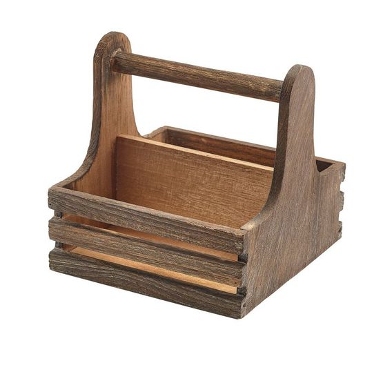GenWare Small Rustic Wooden Table Caddy