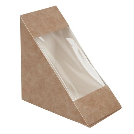 Colpac Recyclable Kraft Front-Loading Sandwich Wedges With PLA Window
