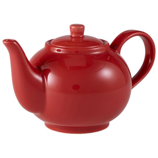 Genware Porcelain Red Teapot 45cl/ 15.75oz