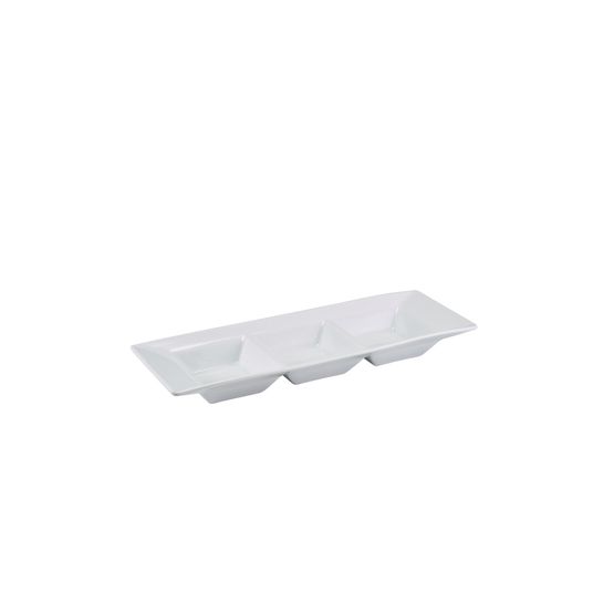 GenWare Porcelain Triple Dish 25.4 x 9cm/ 10 x 3.5"