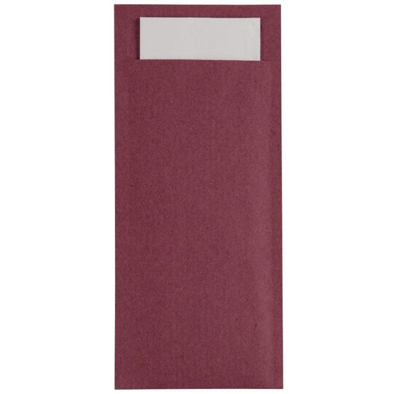 Europochette Burgundy Cutlery Pouch with White Napkin