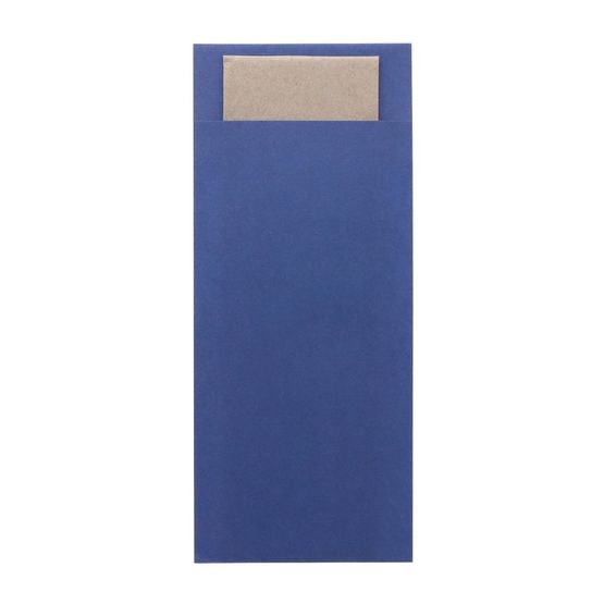 Europochette Classic Size Marine Blue Cutlery Pouch with Kraft 2ply Napkin