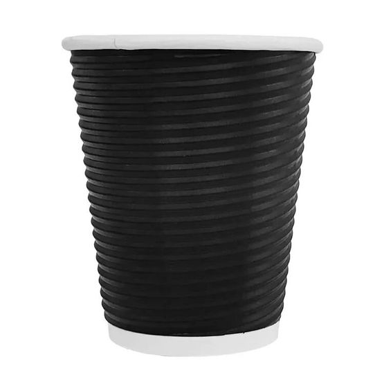 12oz Black Wavey Ripple Cup PE lined
