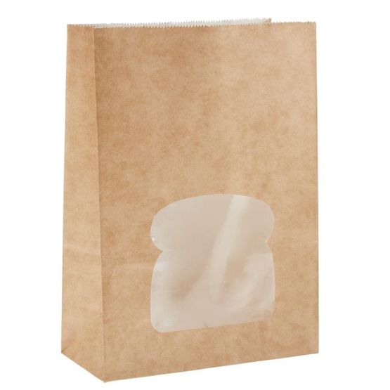 Colpac Recyclable Paper Sandwich Bags With Window Kraft