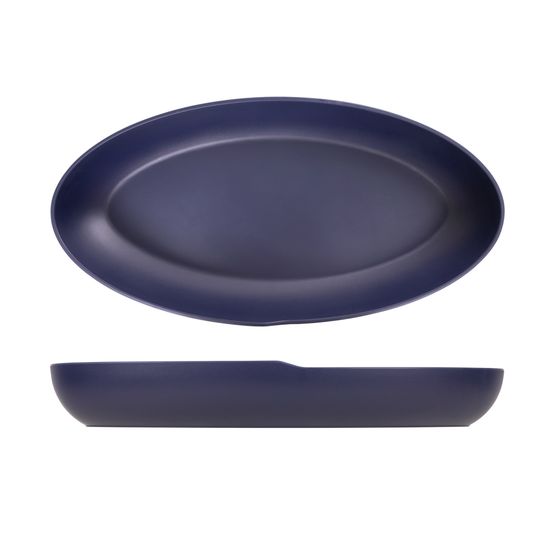 Denim Blue Copenhagen Oval Melamine Deep Dish 55 x 27.5 x 7.5cm