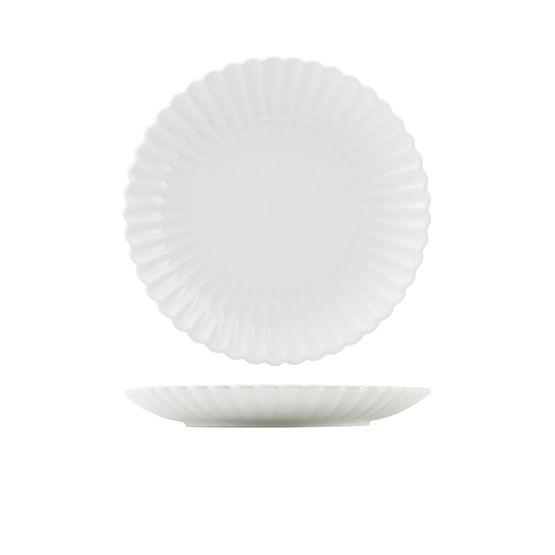 Incise Porcelain Scalloped Coupe Plate 26cm