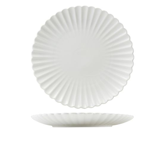 Incise Porcelain Scalloped Coupe Plate 30cm