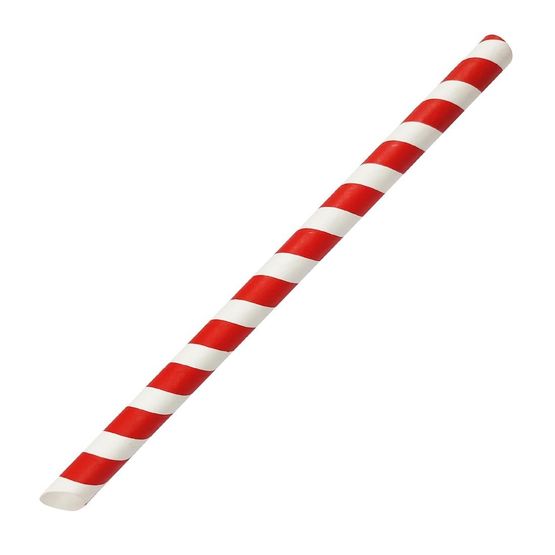 Fiesta Compostable Bubble Tea Straw Red &amp; White 12x210mm