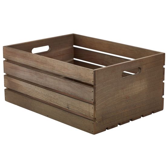 Genware Dark Rustic Wooden Crate 41 x 30 x 18cm