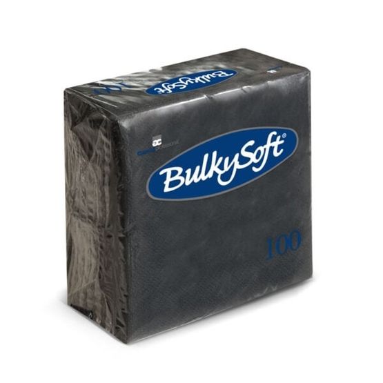 Bulkysoft 24cm 2 Ply Black Cocktail Napkin