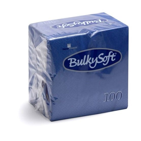 Bulkysoft Rainbow 40cm 3-Ply Blue Dinner Napkins 1/4 Fold
