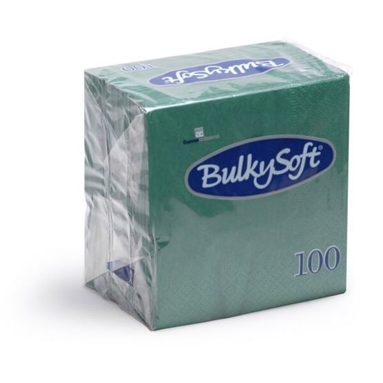 Bulkysoft Rainbow 40cm 3-Ply Green Dinner Napkins 1/4 Fold