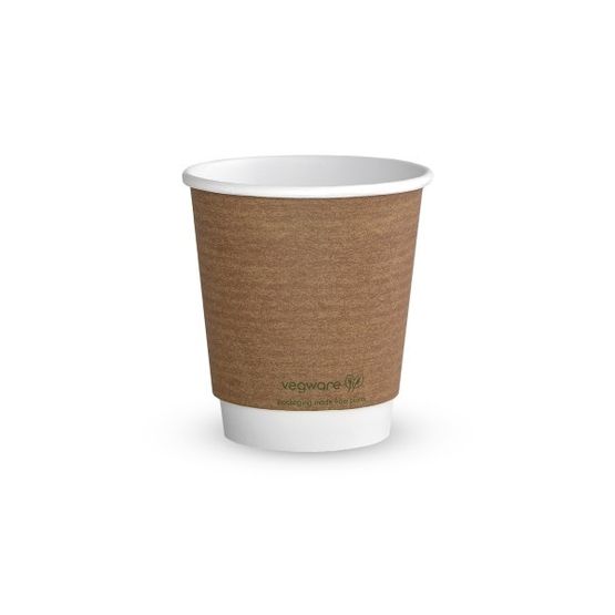 Vegware VDW-10 10oz Double Wall Brown Kraft Cup, 89-Series
