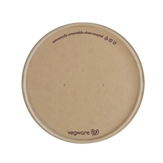 Vegware Feel Snug 115-Series Flat Paper Hot Lid - VLID115P-FS