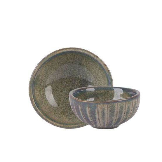 Roots Stoneware VRD-SVRKS08 Olive Deep Bowl - 8cm / 3" - 3.5oz