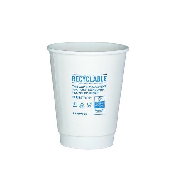 8oz BlueStripe Double Wall Hot Cup