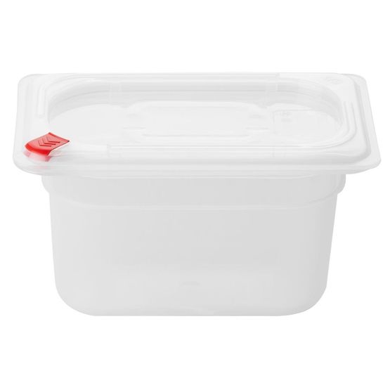 Hygiplas Click PP GN Container 1/9 with Lid &amp; 7 Colour Clips 100mm 0.85Ltr