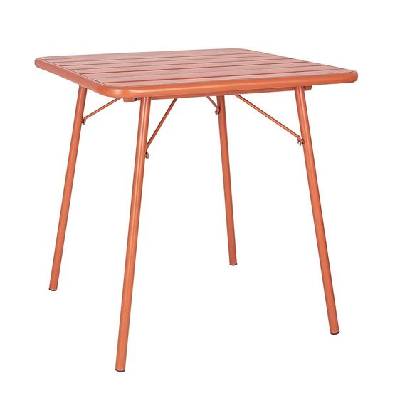 Bolero Amalfi Slatted Steel Square Folding Table Terracotta 700mm