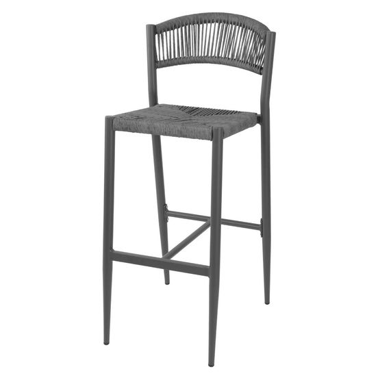 Bolero Eden PE Twist Rattan Outdoor Bar Stools Charcoal