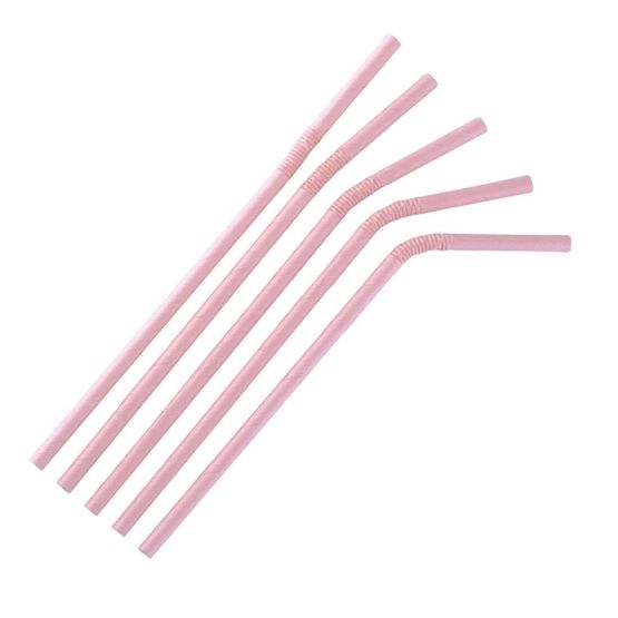 Fiesta Compostable Bendy Paper Straws Pink