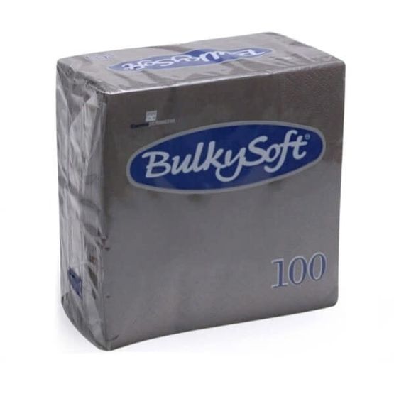 Bulkysoft Rainbow 33cm 2-Ply Grey Paper Napkins 1/4 Fold