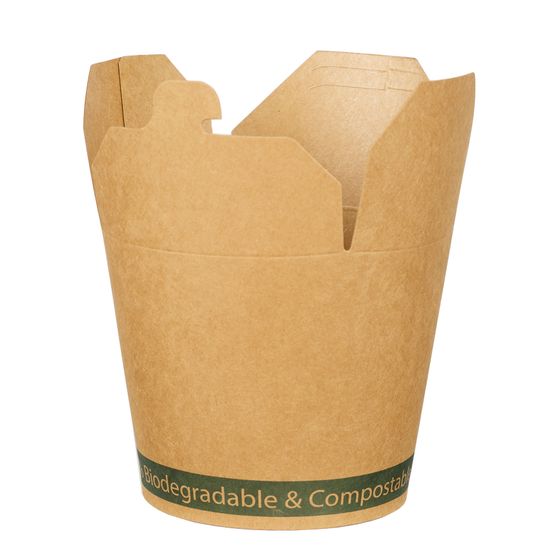 26oz Kraft PLA Compostable Round Noodle Box