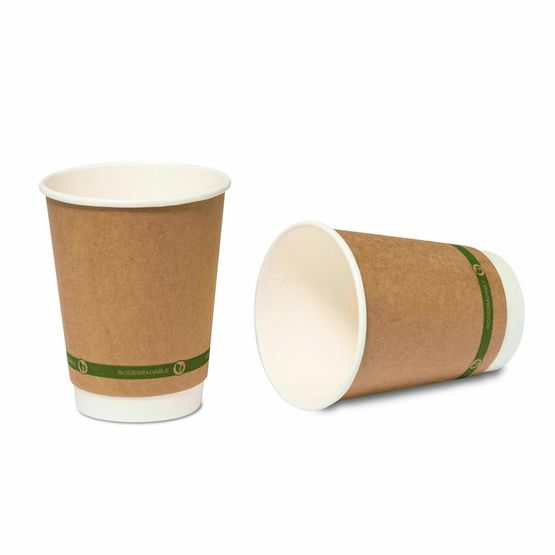 12oz Double Wall Brown Compostable Paper Kraft Cup