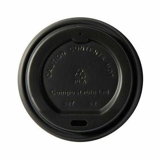 79mm CPLA Hot Cup Lid To Fit 8oz Cup - Black
