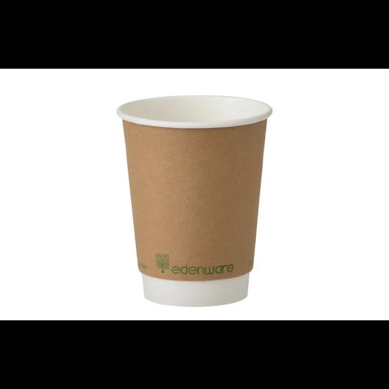 8oz Double Wall Brown Compostable Paper Cup