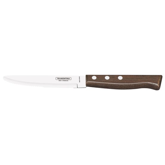 Tramontina Jumbo Steak Knife Rounded Tip Dark Natural Wood