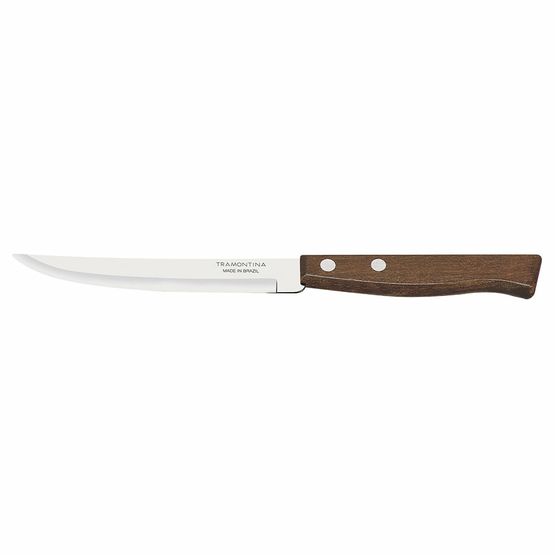 Tramontina Steak Knife Smooth Blade Dark Natural Wood Brown