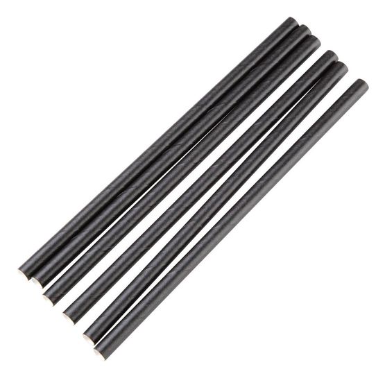 Fiesta Compostable Individually Wrapped Paper Cocktail Stirrer Straws Black