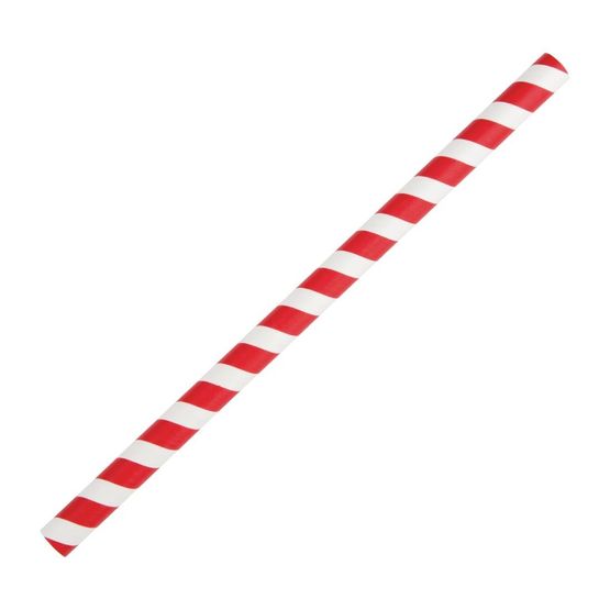 Fiesta Compostable Paper Smoothie Straws Red Stripes