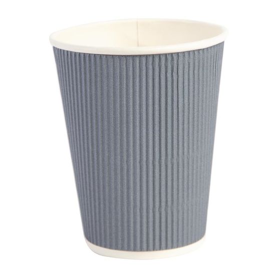 Fiesta Recyclable Coffee Cups Ripple Wall Charcoal 340ml / 12oz