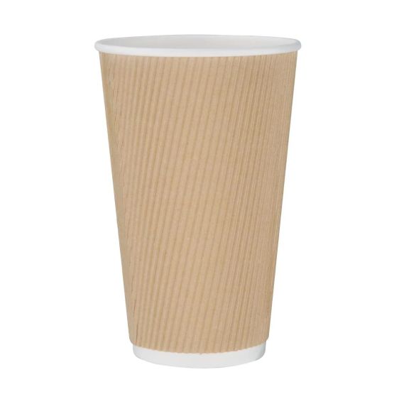 Fiesta Recyclable Coffee Cups Ripple Wall Kraft 455ml / 16oz
