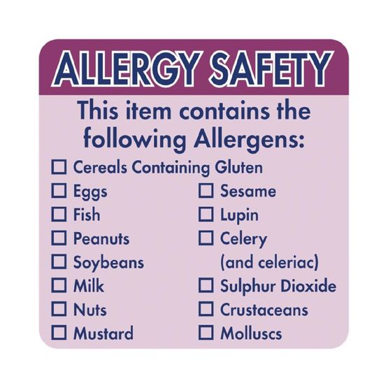 Hygiplas Allergen Food Labels