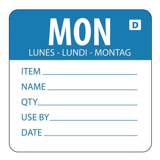 Hygiplas Dissolvable Day of the Week Labels Monday