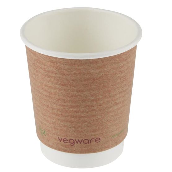 Vegware VDW-8 Compostable Coffee Cups Double Wall 230ml / 8oz