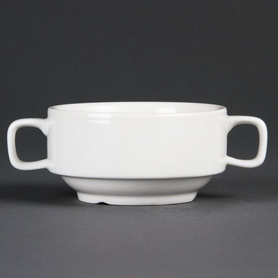 Olympia Whiteware Soup Bowls With Handles 400ml