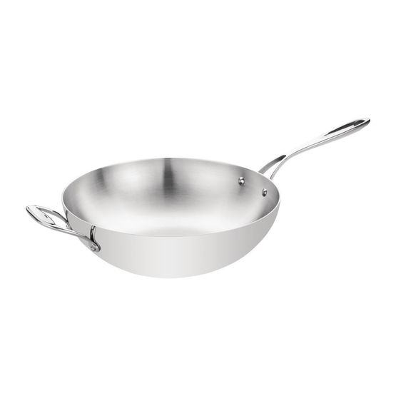 Vogue Tri Wall Wok Flat Base 305mm