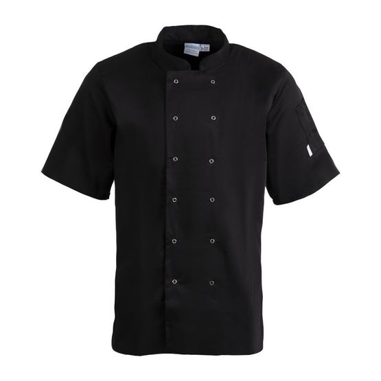 Whites Vegas Unisex Chefs Jacket Short Sleeve Black