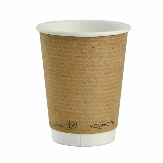 Vegware VDW-12 12oz Double Wall Brown Cup