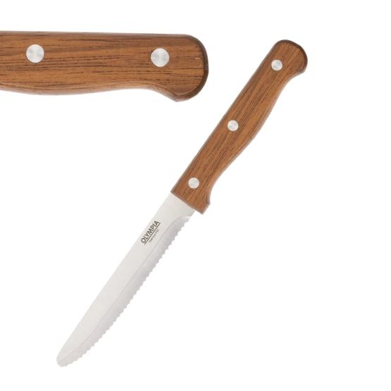 Olympia Rounded Steak Knives with Merbau Wood Handles