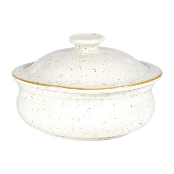 Churchill Stonecast Lidded Stew Pots Barley White 430ml