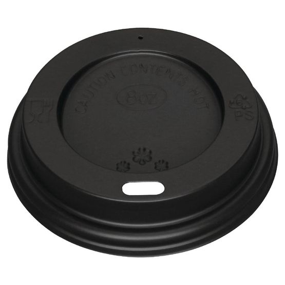 Fiesta Black Polystyrene Lids for 8oz Coffee Cups