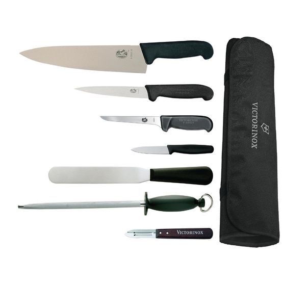 Victorinox, Hygiplas &amp; Vogue 7-Piece Knife Set with 25cm Chef Knife