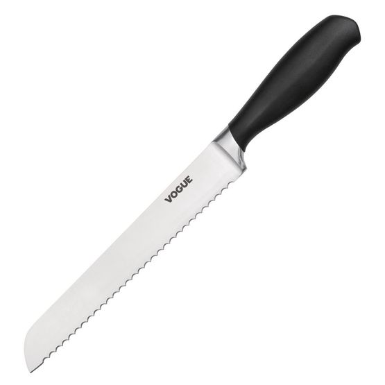 Vogue Soft Grip Bread Knife Black 20cm