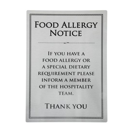 Brushed Steel Food Allergy Sign