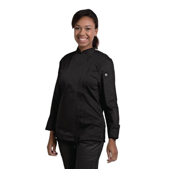 Chef Works Hartford Lightweight Zip Womens Chef Jacket - Black