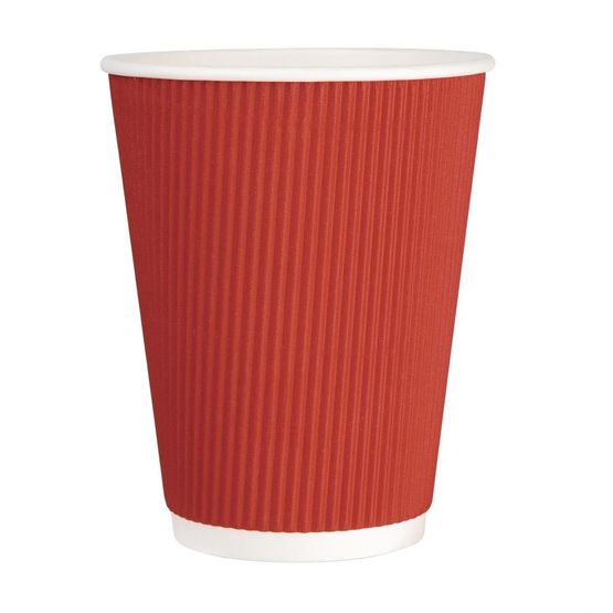 Fiesta Recyclable Coffee Cups Ripple Wall Red 340ml / 12oz